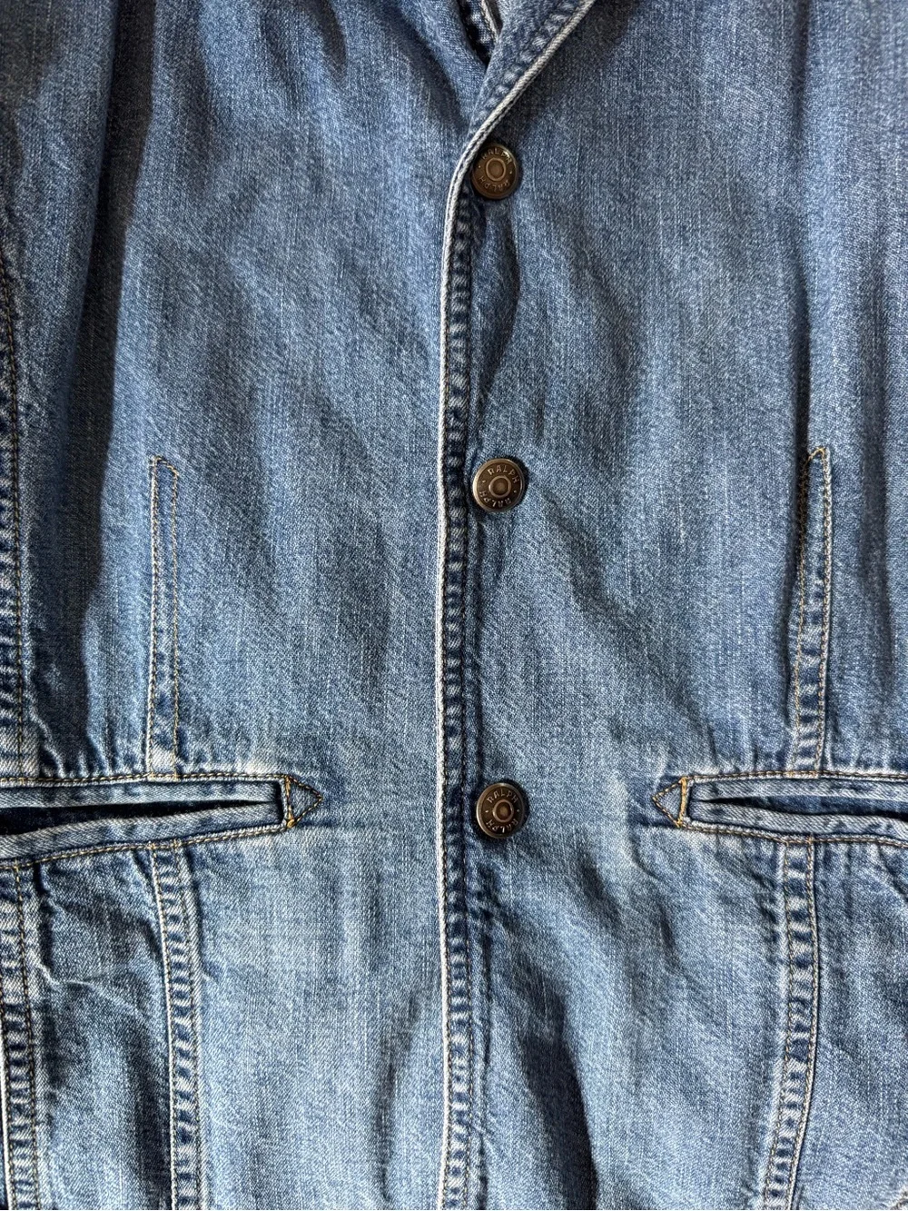 Ralph 1967 Denim Blazer Jacket Fitted Western Y2K Button Front Medium - Picture 7 of 8